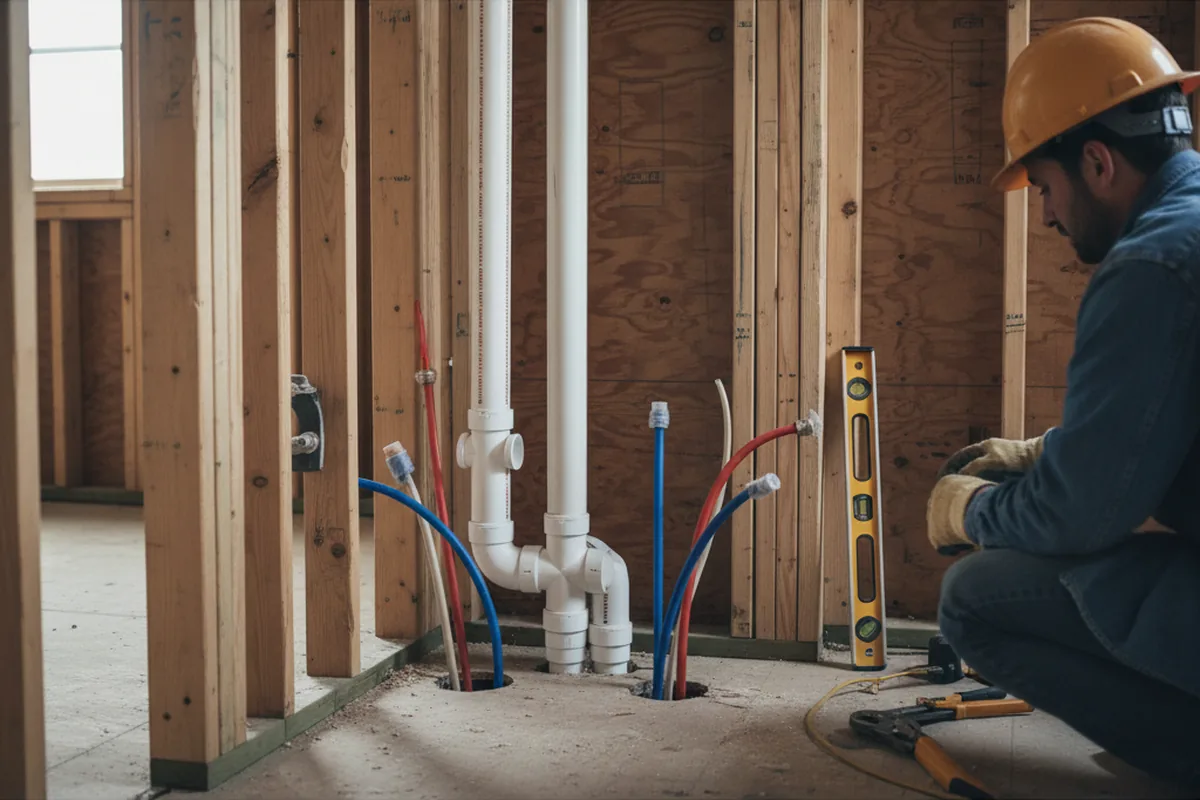 Drain and supply rough-in during Drain Cleaning in Chesterfield